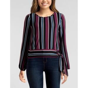 Bcx Juniors Cropped Striped Tie Waist Top Size L